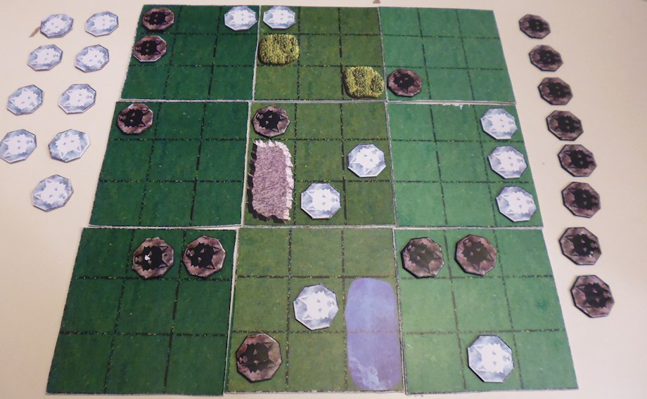 A photo of a game of Ecchnasi mid-game